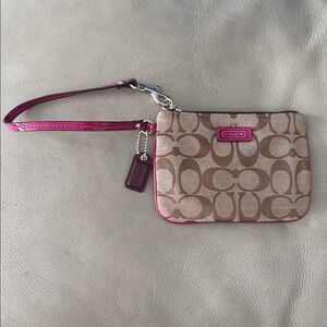 Coach Brown and Pink Signature Wristlet